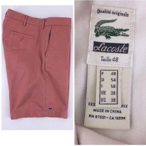 Lacoste Size 38 Salmon Pink Flat Front Shorts B107